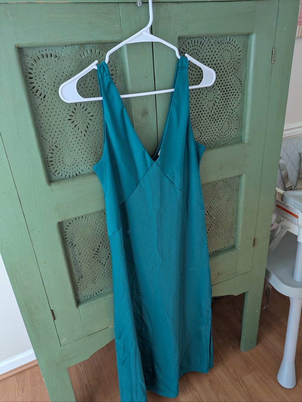 a new day Teal V-Neck Midi Slip Dress